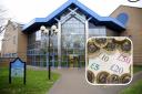 Trial - stock images of Basildon Crown Court and (inset) money