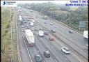 Emergency services at the scene of crash near busy junction on M25. Picture: trafficcameras.uk/Highways England