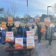 Campaign - Junior doctors picketing outside Colchester Hospital, in Turner Road