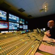 In the control - Phil Bigwood directing things from the BBC studio at the Olympic Park