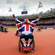 Delight – Robin Womack celebrates his bronze medal underneath the Union flag