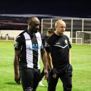 Unlikely outing - Lomana LuaLua, left, with Tilbury boss Joe Keith Picture: MILLY MERCER