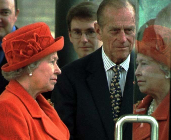Seeing double - the Queen and Duke of Edinburgh open the worlds first glass belltower in St Martins Square in 1999