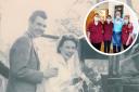 SO GRATEFUL: Bert Hayward and wife Stella were only able to see each other through a glass window, but staff at Longmead Court, inset, have been praised for helping the couple spend more time together