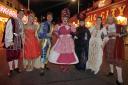 X Factor's Stevi Ritchie switching on xmas lights with panto cast. At Clacton on Saturday.