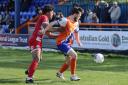 Shield: Braintree Town's Alfie Payne controls the ball during his side's 3-2 home defeat to Eastbourne Borough.
