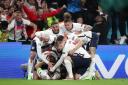England celebrate their 2-1 win against Denmark on Wednesday