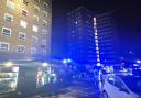 Firefighters at the block of flats in Chadwell St Mary, Grays, on Wednesday night.