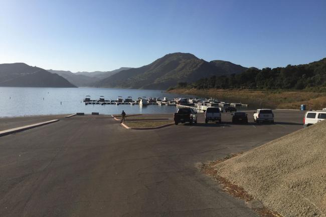 The pontoon at Lake Piru, California, where Naya Rivera,33, rented a pontoon boat. The search has resumed for the missing Glee after she disappeared during a boating trip with her four-year-old son
