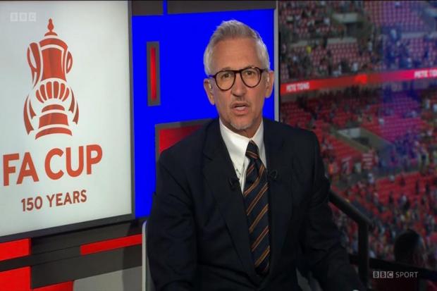FA Cup - The sign behind Gary Lineker on Saturday. Pic: BBC