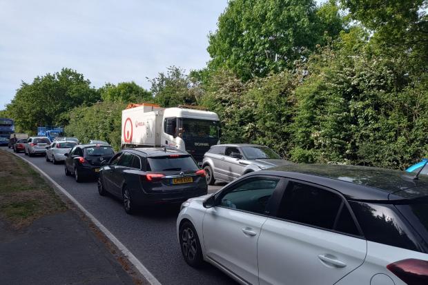 Traffic issues caused in Severalls Lane by an A12 crash