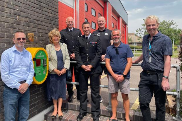 Donation - New defibrillator at Leigh Fire Station