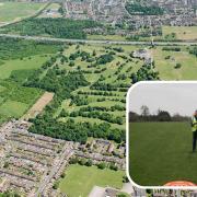 What lies beneath - the remains of Tudor and Jacobean gardens have been discovered. Inset - a drone survey is carried out at Belhus Park golf course