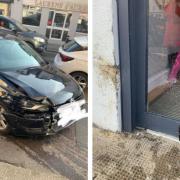 Driver hits cafe window narrowly missing a child leaving owner stunned