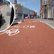 Concern – residents Philip and Patricia Davies gave their views on the Head Street cycle lane on Wednesday