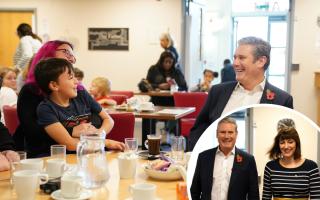 Labour leader Sir Keir Starmer and shadow education secretary Bridget Phillipson during a visit to Angel Cafe in All Saints Church, Beacon Centre in Chafford Hundred